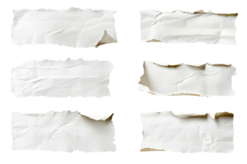 Torn white paper strips transparent background png cutout design elements creative graphics digital use