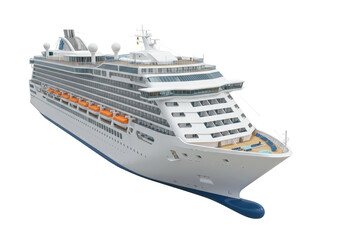 Isolated Cruise Ship on Clear Background, Perspective View