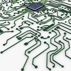 Illustration 3D Render Electronic Circuit Tech Elements