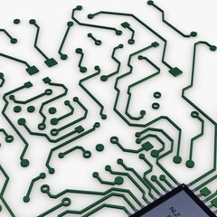 Naklejka premium Illustration 3D Render Electronic Circuit Tech Elements