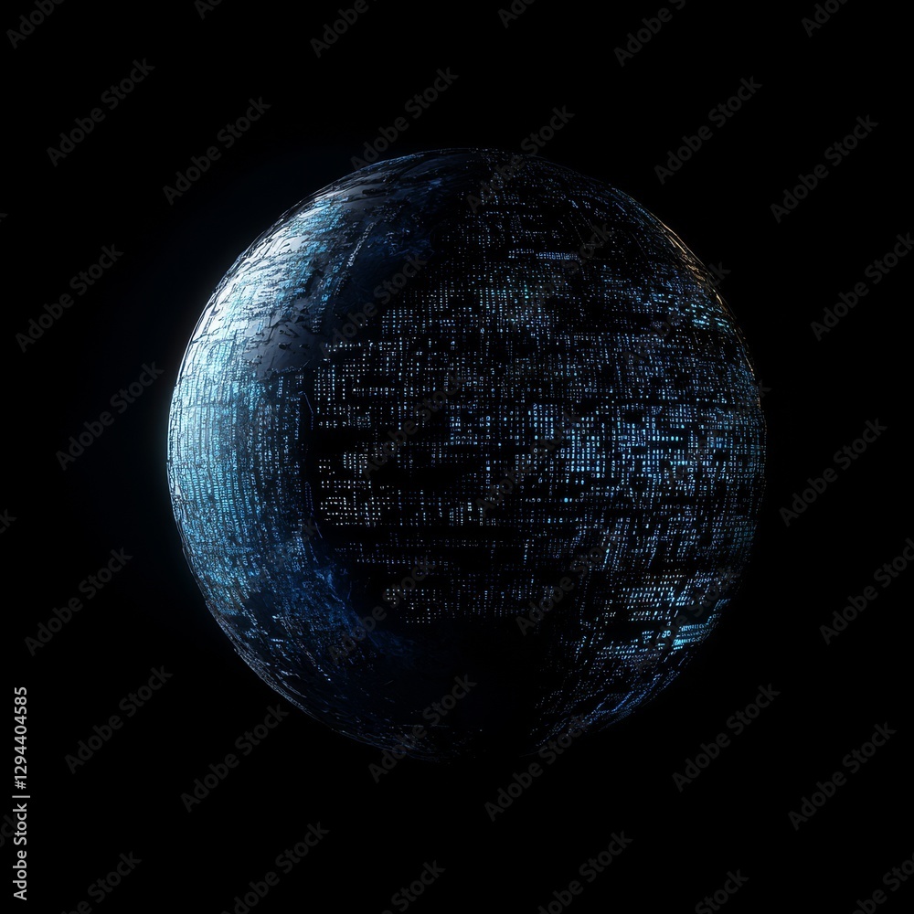 Aufkleber Digital Sphere: A futuristic, glowing orb in the darkness represents advanced technology and complex systems.