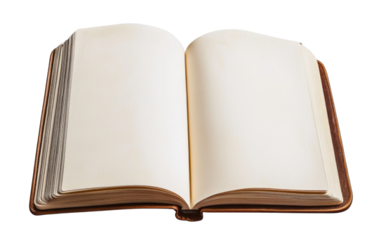 Open book with transparent background png format white color digital art isolated view