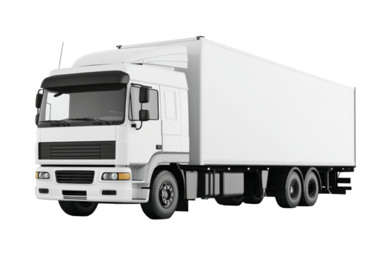 Heavy duty white truck on transparent background png for industrial use urban setting product showcase