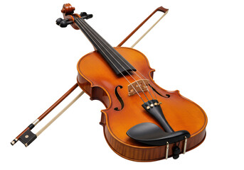 Isolated Violin and Bow on White Background, Classical Instrument