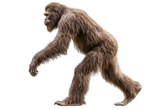 Realistic primate walking transparent background png white environment natural concept