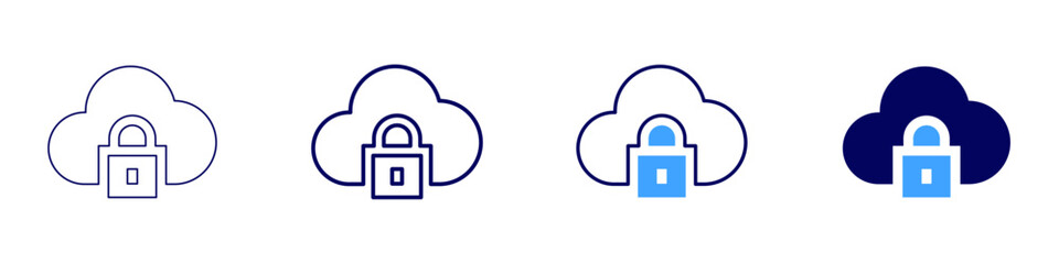 Cloud computing applications icon in 4 different styles. Thin Line, Line, Bold Line, Duotone. Duotone style. Editable stroke