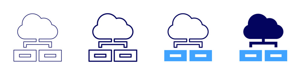 Cloud computing business solutions icon in 4 different styles. Thin Line, Line, Bold Line, Duotone. Duotone style. Editable stroke
