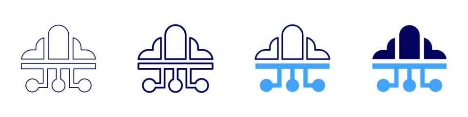 Cloud computing cloud security icon in 4 different styles. Thin Line, Line, Bold Line, Duotone. Duotone style. Editable stroke
