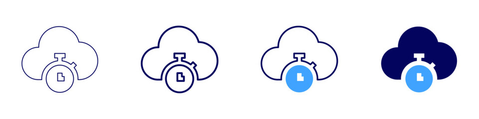 Cloud computing for automation icon in 4 different styles. Thin Line, Line, Bold Line, Duotone. Duotone style. Editable stroke