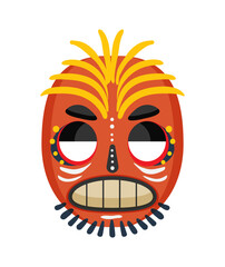 Abstract Papuan mask with bold shapes and cultural patterns.