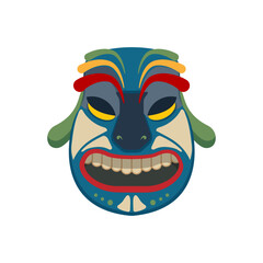 Abstract Papuan mask with bold shapes and cultural patterns.