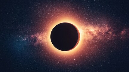 Fototapeta premium Breathtaking Solar Eclipse with Glowing Corona and Starry Sky