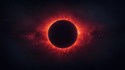 Fototapeta premium Cosmic Solar Eclipse Surrounded by Fiery Corona and Stars