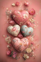 Elegant Pastel Floral Hearts