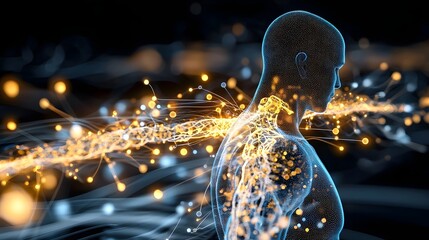 Captivating digital depicting the time lapse sequence of a drug s journey through the human body from ingestion to cellular absorption