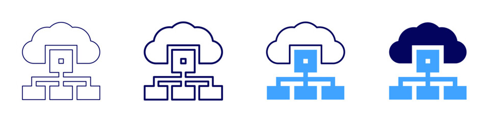 Cloud computing open source icon in 4 different styles. Thin Line, Line, Bold Line, Duotone. Duotone style. Editable stroke