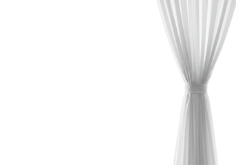 Isolated Tied White Curtain with Soft Folds