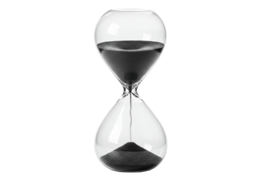 Isolated Hourglass with Black Sand Flowing Through