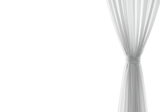 Isolated Tied White Curtain with Soft Folds