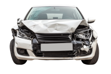 Damaged car image with transparency background png format for graphic design white environment and clear viewpoint