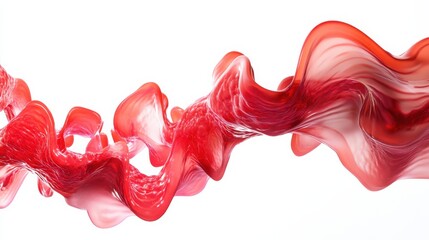 Abstract Red Wave Flowing Smoothly on White Background