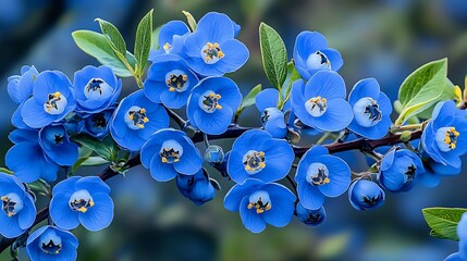 Vibrant Blue Flowers Blooming in Springtime Garden AI Generated