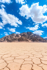 Desert landscape under a vibrant blue sky