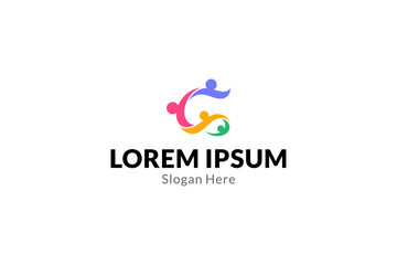 abstract community or teamwork logo in colorful flat design style