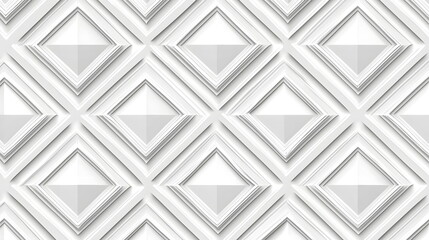 Layered geometric pattern with white and gray rhombuses creating a modern, textured wall design in a stylish arrangement.