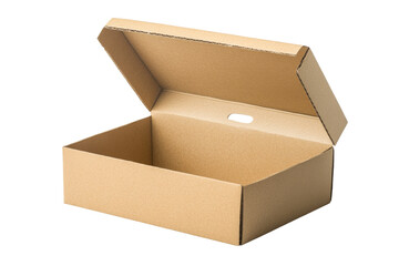 Cardboard box opened studio setting png transparency background white space for product display