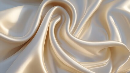 Obraz premium This image features an exquisite, silky fabric with flowing folds and intricate drapery. The material has a lustrous sheen, reflecting light in a way that emphasizes its smooth, fluid texture.