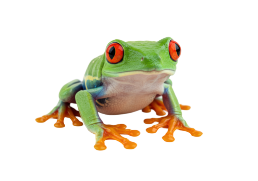 Isolated Vibrant Red-Eyed Tree Frog Posing