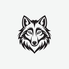 Obraz premium Download a high-quality wolf face vector silhouette with clean, sharp lines in black and white. Perfect for logos, tattoos, decals, and digital designs.