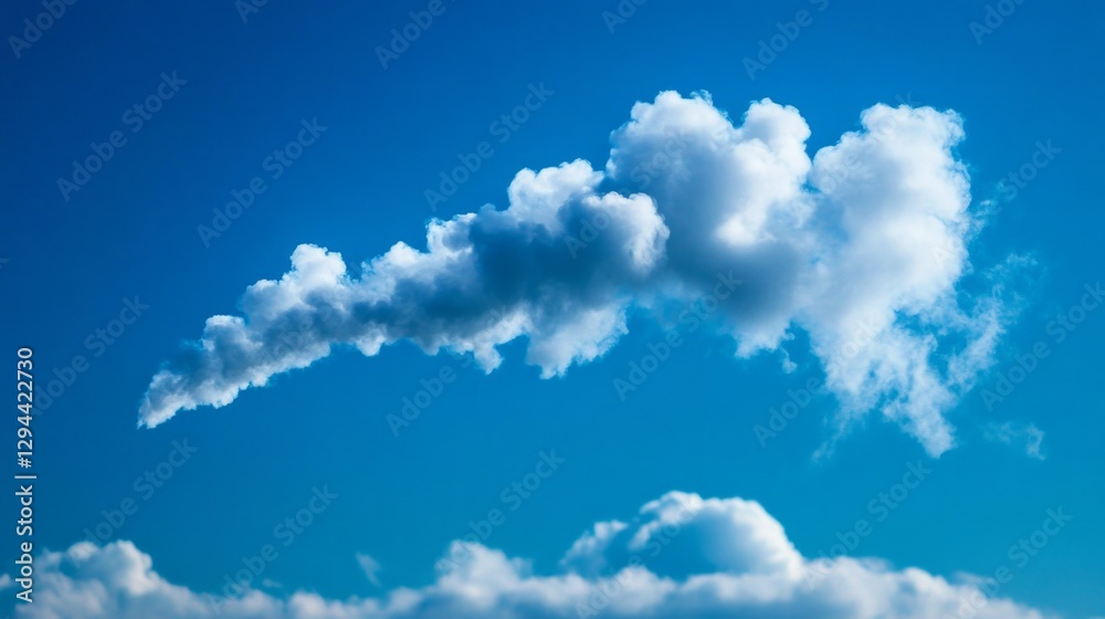 Poster soft, fluffy clouds stretch across the vivid blue expanse, creating an ethereal atmosphere. a gentle