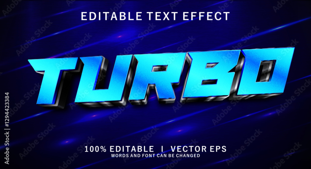 Wall mural turbo 3d vector text effect with modern style design