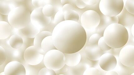 White spheres floating on a soft, blurred background creating an abstract texture of lightness and depth.