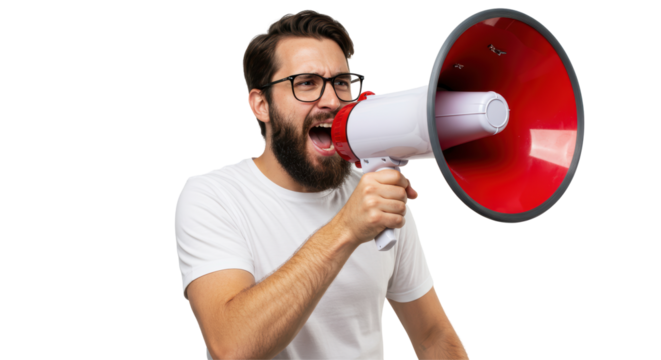 Isolated Man with Megaphone