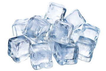 Ice cubes on transparent background food photography studio setting high-quality png clear view of chilled refreshment