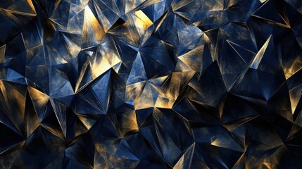 Geometric Abstract Background in Dark Blue and Gold Tones