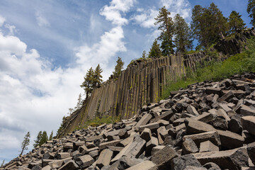 Rock formation of columnar basalt in central California.