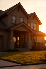 Luxury Dream Home at Sunset: Modern Architectural Design and Landscaping