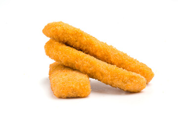 fish sticks on white background