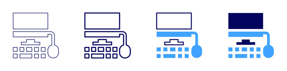 Gaming keyboard review icon in 4 different styles. Thin Line, Line, Bold Line, Duotone. Duotone style. Editable stroke