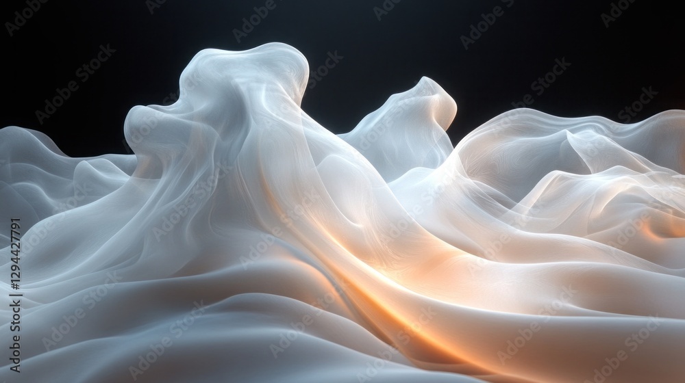 Aufkleber delicate waves of translucent light swirl and undulate, illuminated by a warm glow. the interplay of