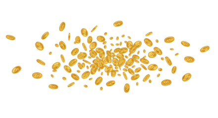 Isolated Floating Dollar Coins in Motion