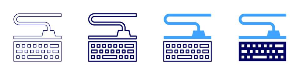 Keyboard hotkeys icon in 4 different styles. Thin Line, Line, Bold Line, Duotone. Duotone style. Editable stroke