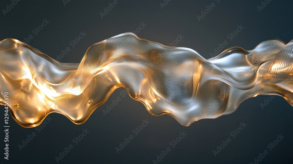 Poster abstract illuminated waveform with metallic texture and elegant flow design