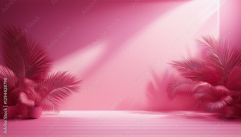 Wall mural abstract pink color gradient studio background for product presentation empty room with shadows of w