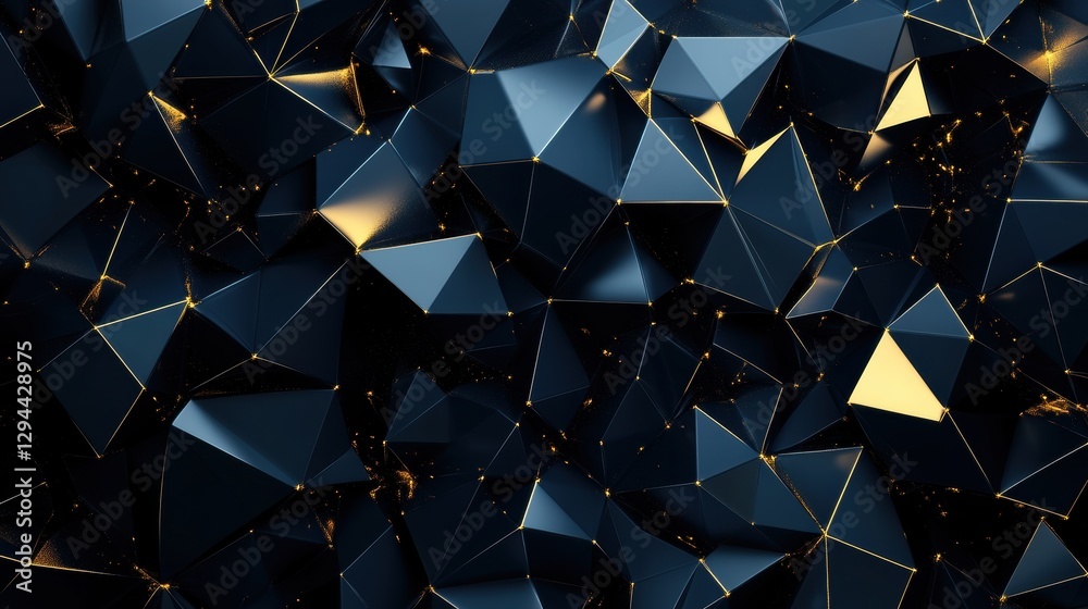 Wall mural abstract geometric surface with shiny polygons and highlights