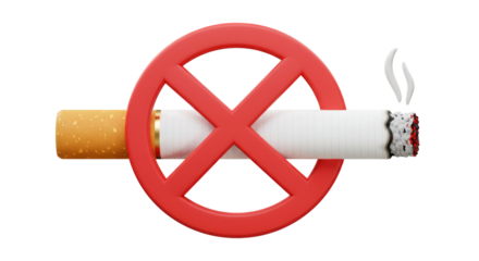 Isolated Cigarette with Prohibited Sign